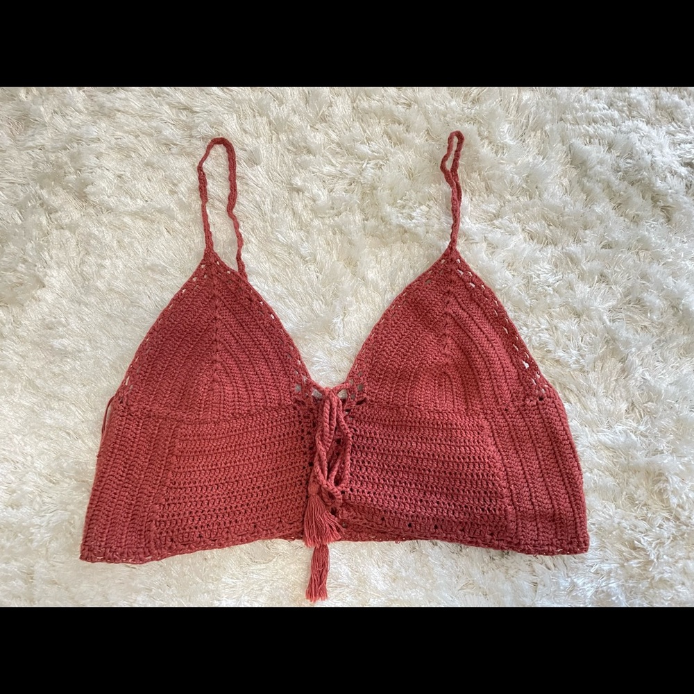 AE Crochet Crop Top - Terracotta color